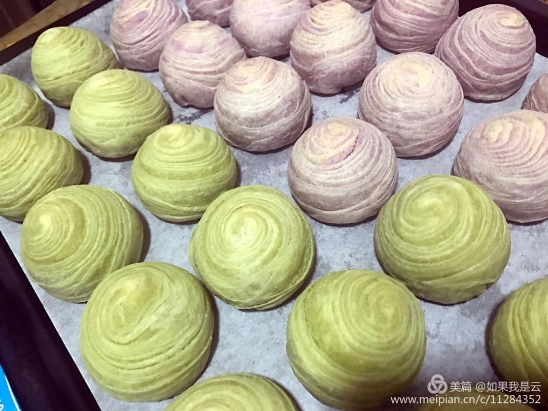 蛋黄酥~紫薯、抹茶、原味~花好月圆，中秋快乐~内附一次做六色蛋黄酥方法~