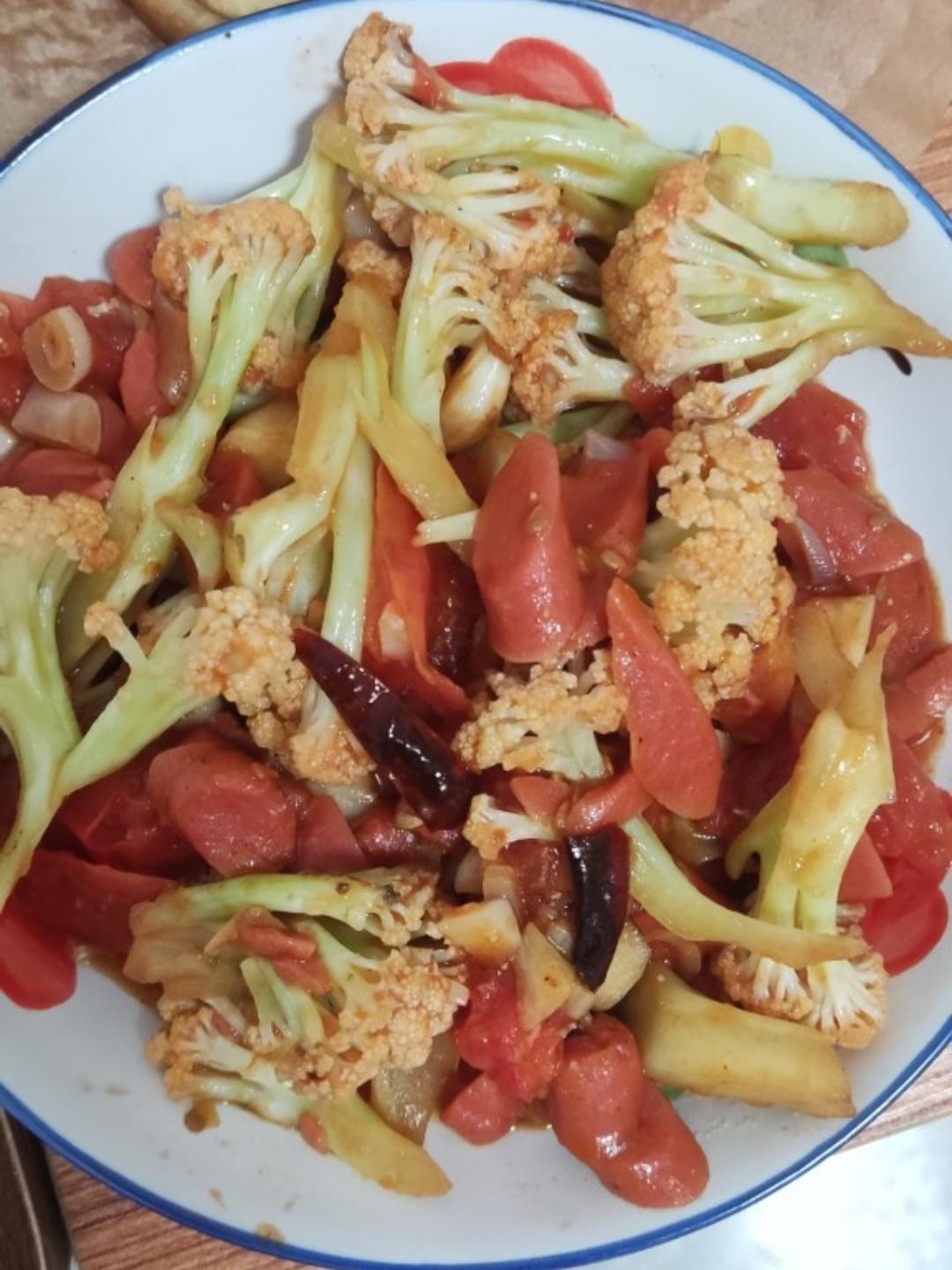 有机花菜炒西红柿