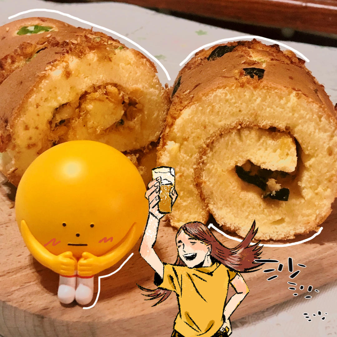 香葱肉松肥蛋糕卷～