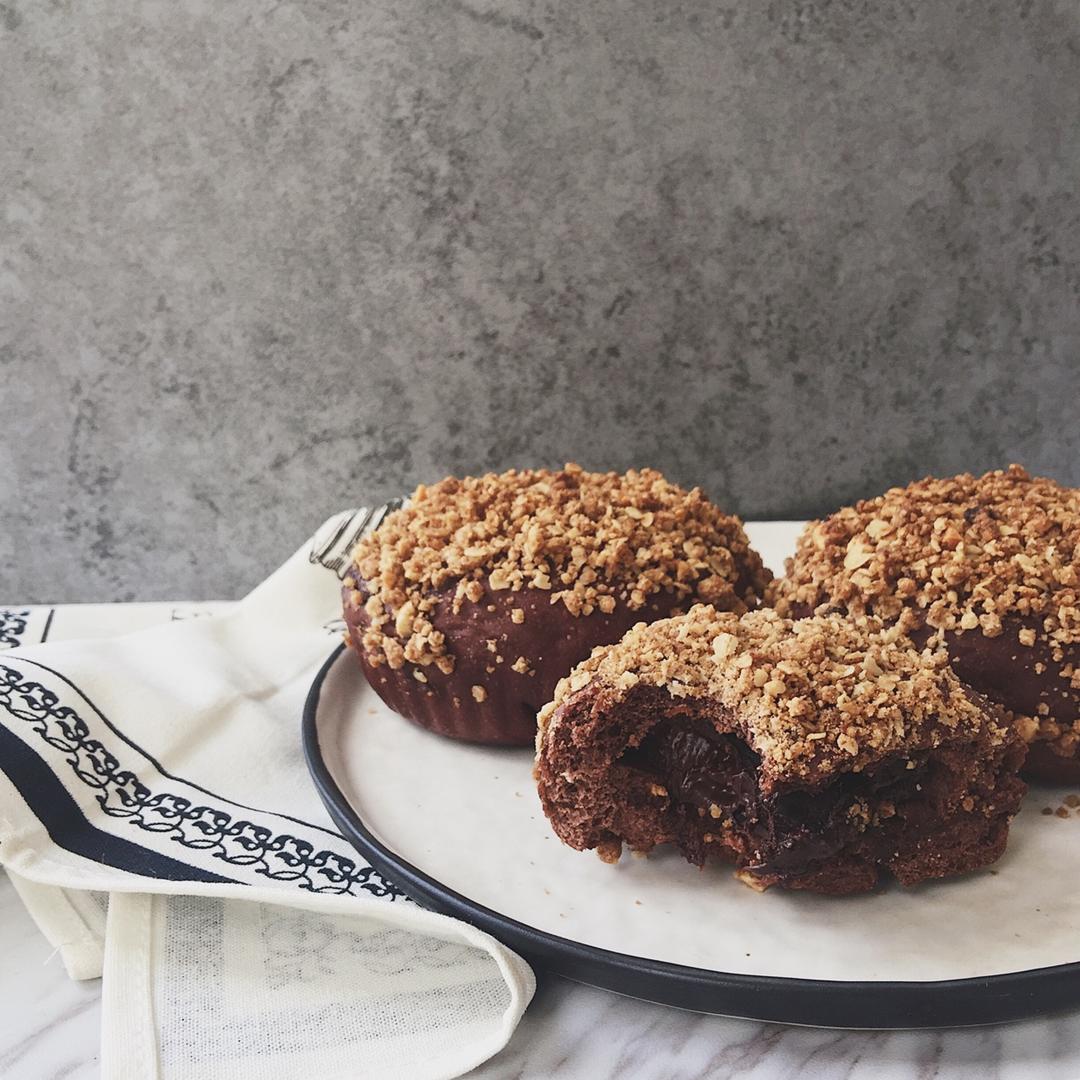 摩卡花生酥全麦快手面包丨健康·烘焙