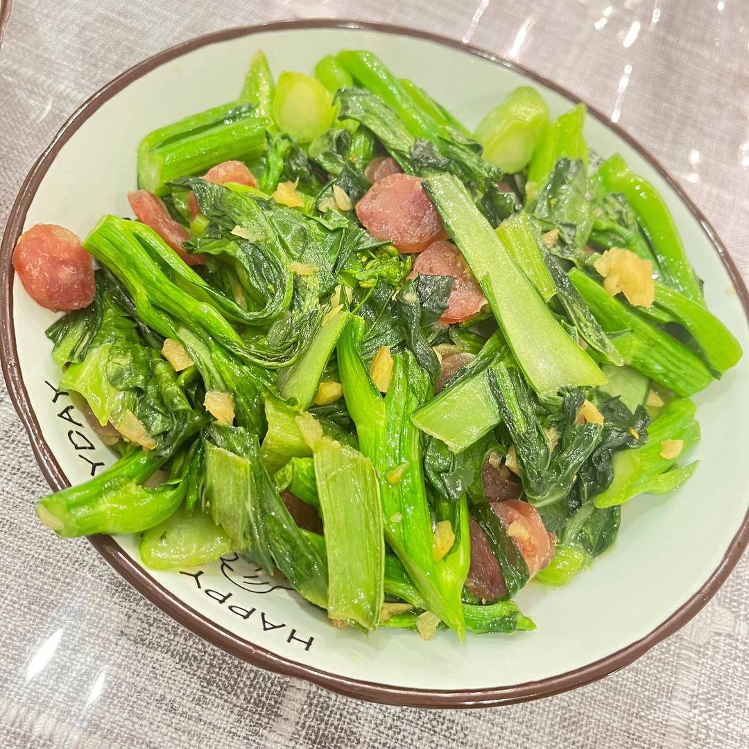 广东腊肠炒菜心