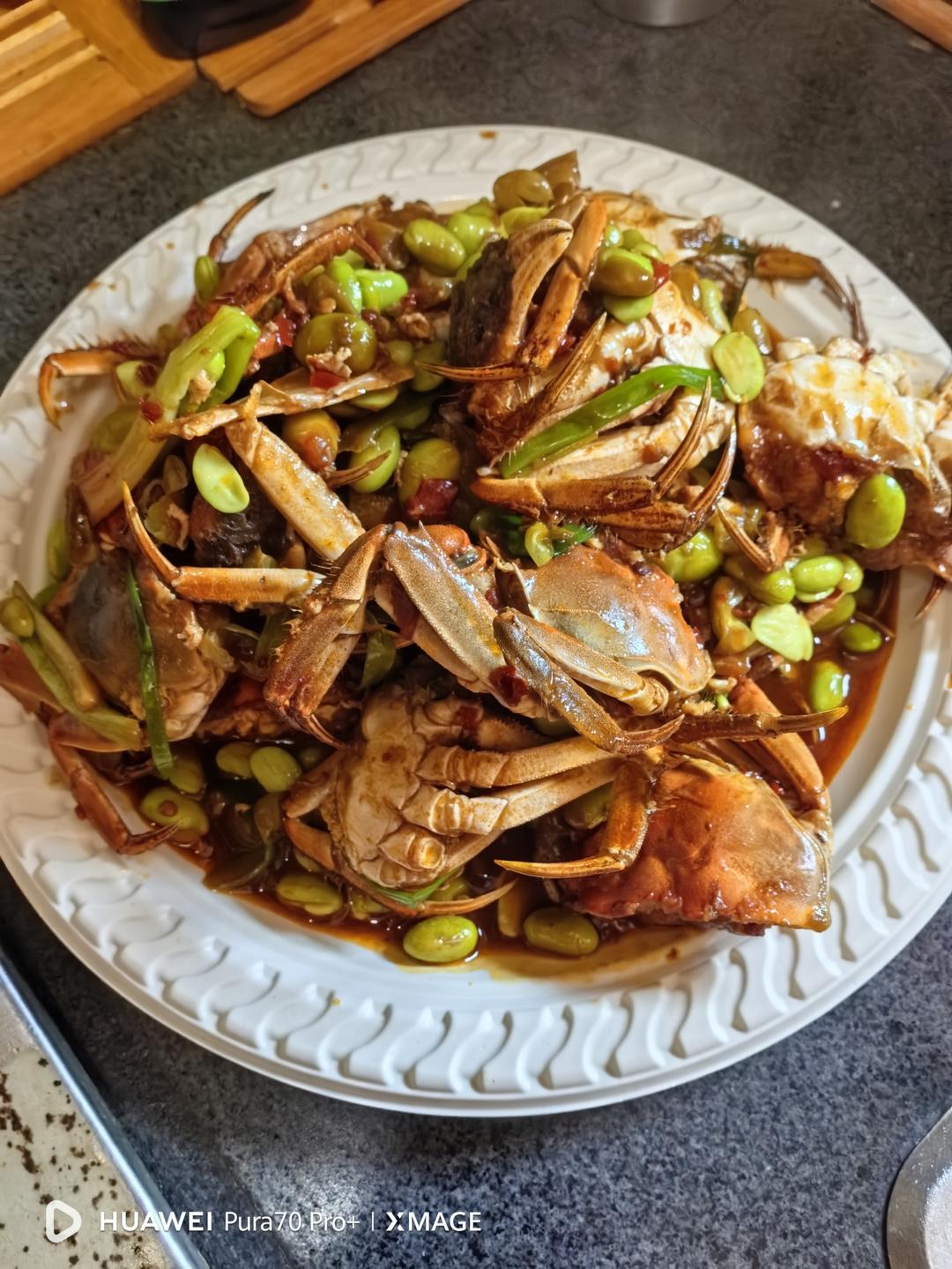 酱炒螃蟹（六月黄）毛豆