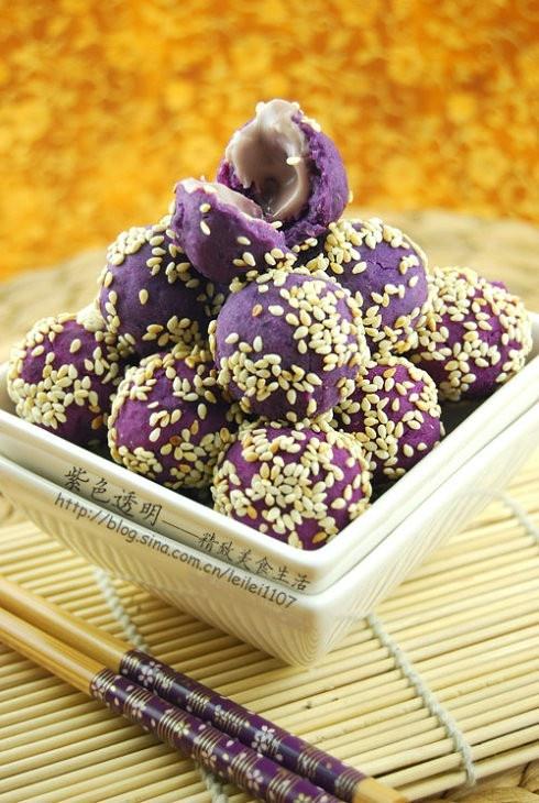紫薯蓝莓奶酪球的做法