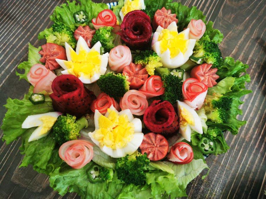 🌸花开富贵∣时蔬玫瑰花朵沙拉🌸