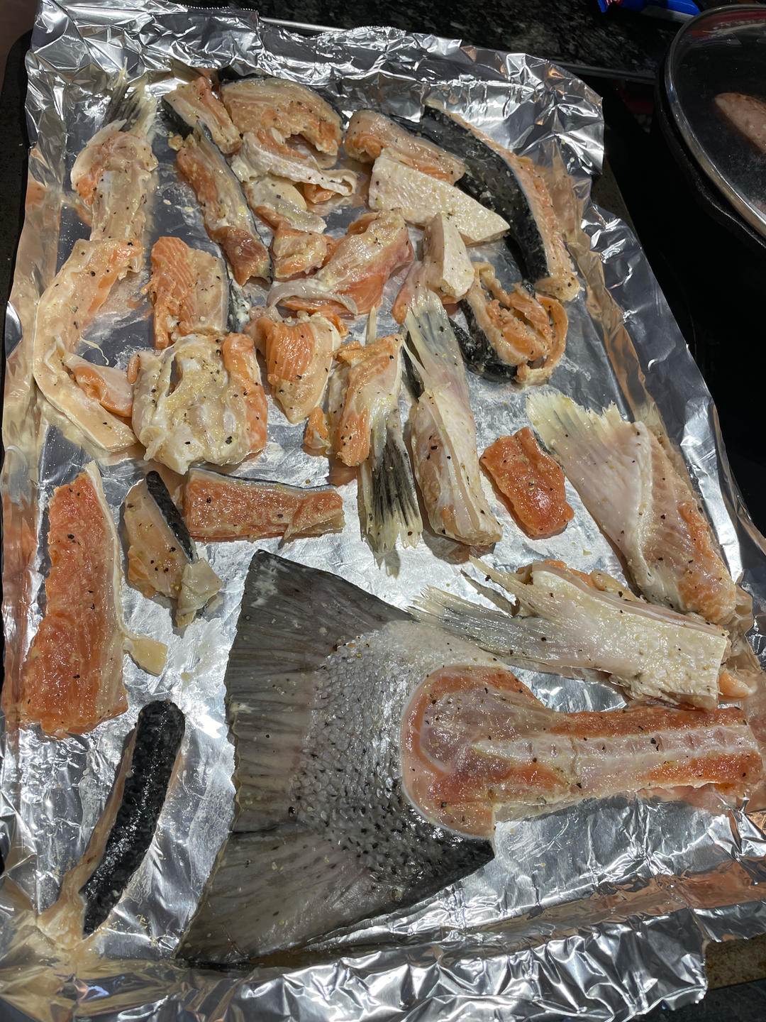 烤鱼（三文鱼边角料）+白萝卜蘸料