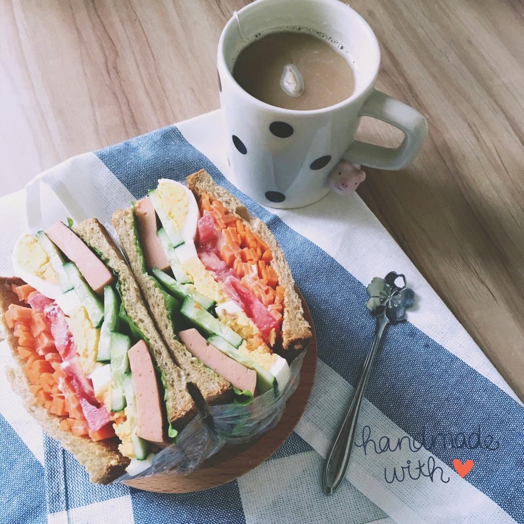 如何做超厚的沼三明治~详细tip！牛油果鸡蛋午餐肉三明治~