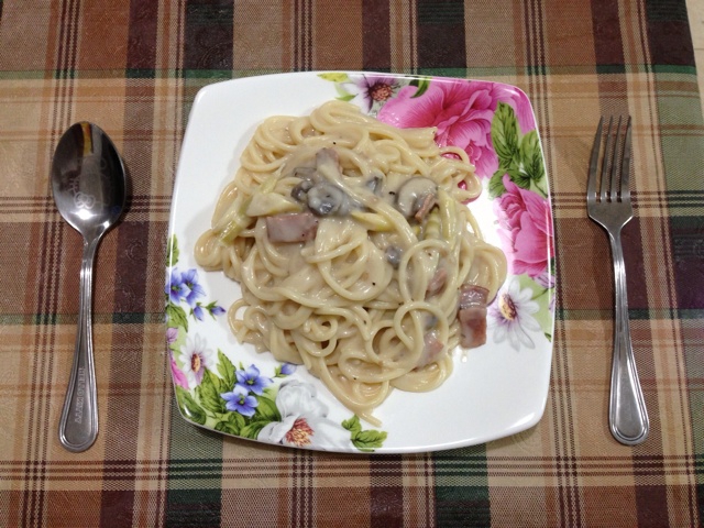 奶油培根蘑菇意面