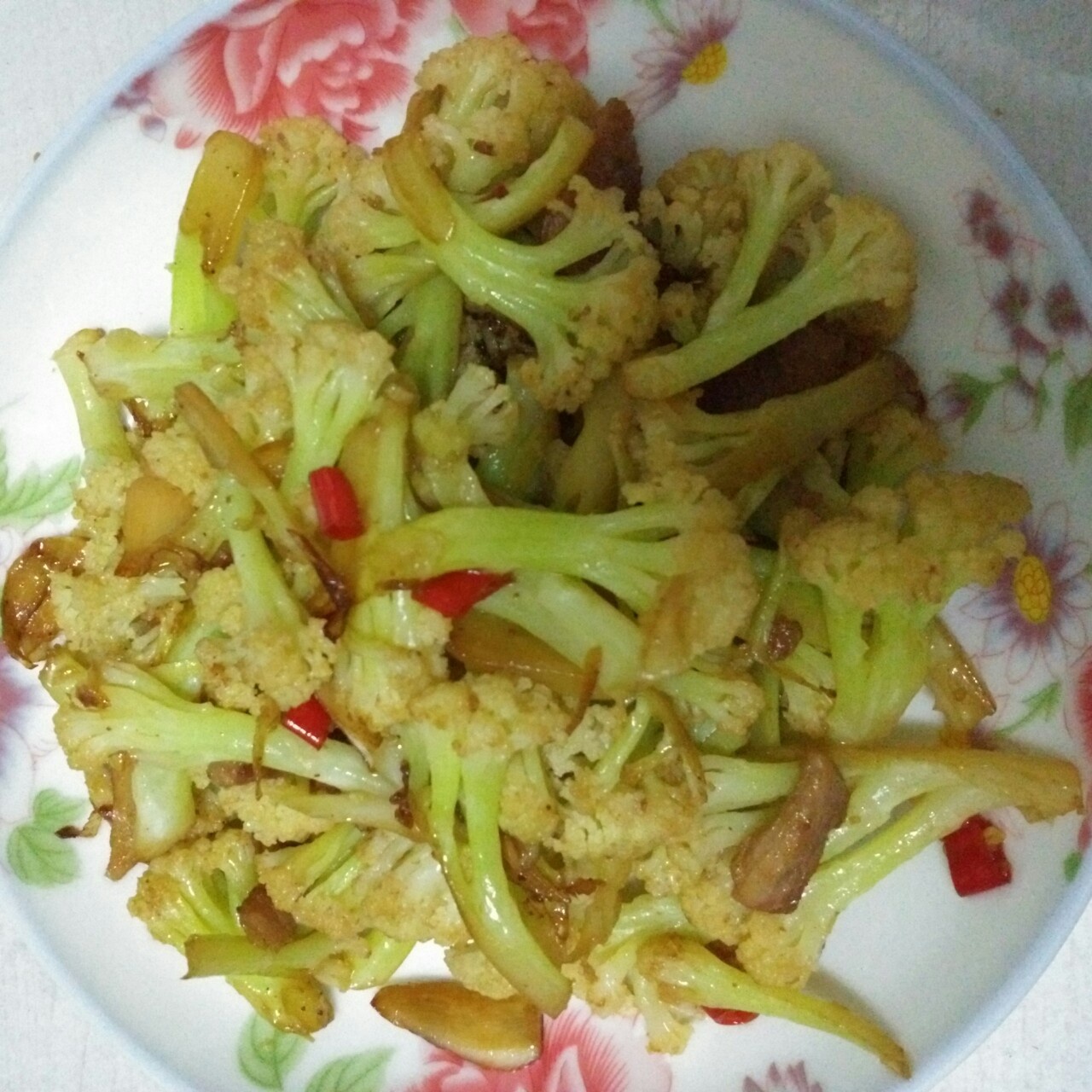 有机花菜炒酱肉