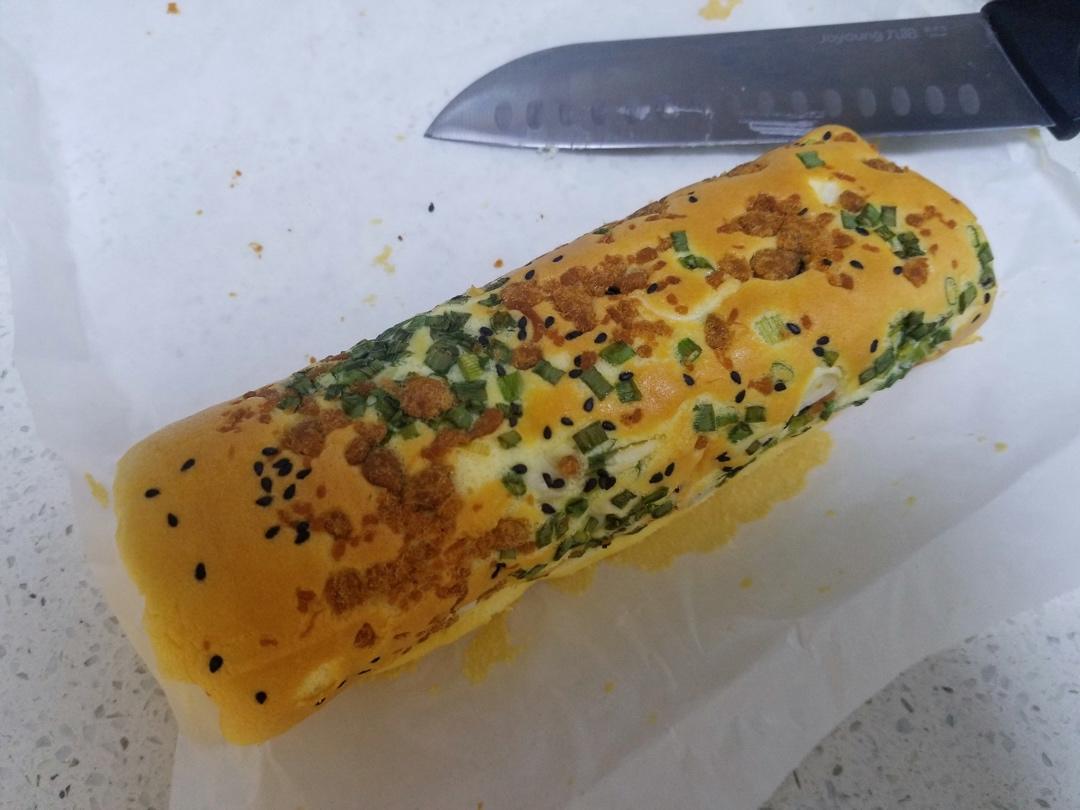 香葱肉松蛋糕卷🍥～烫面法，咸味蛋糕