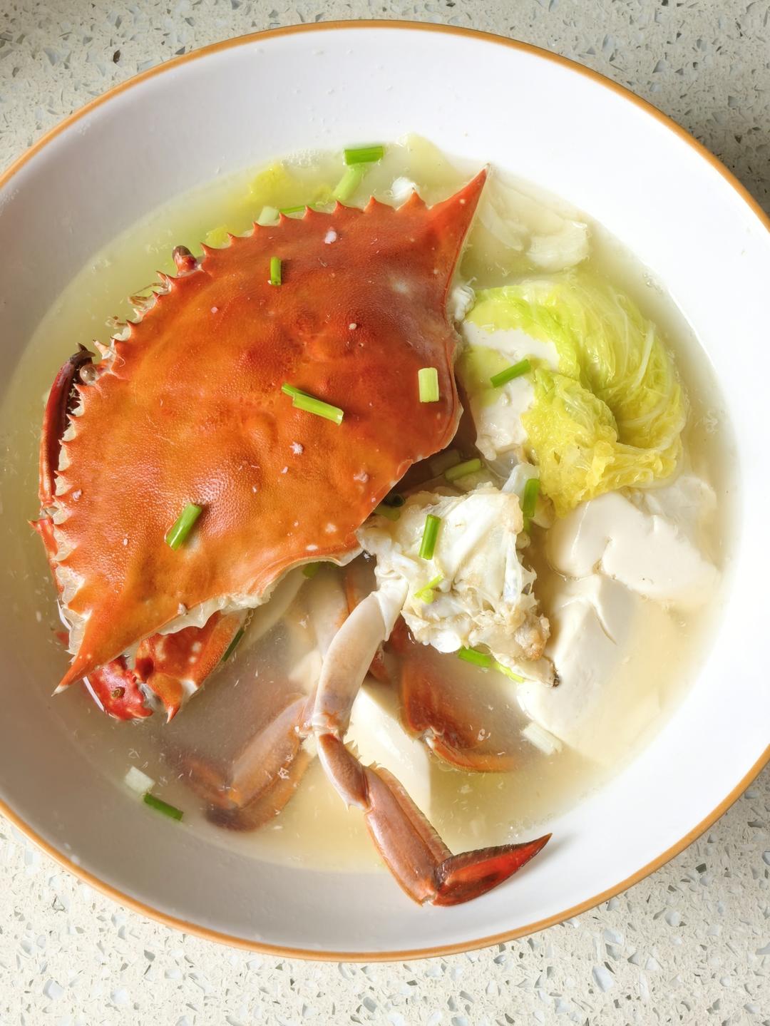 梭子蟹豆腐羹（鲜是鲜就是有点费米饭）
