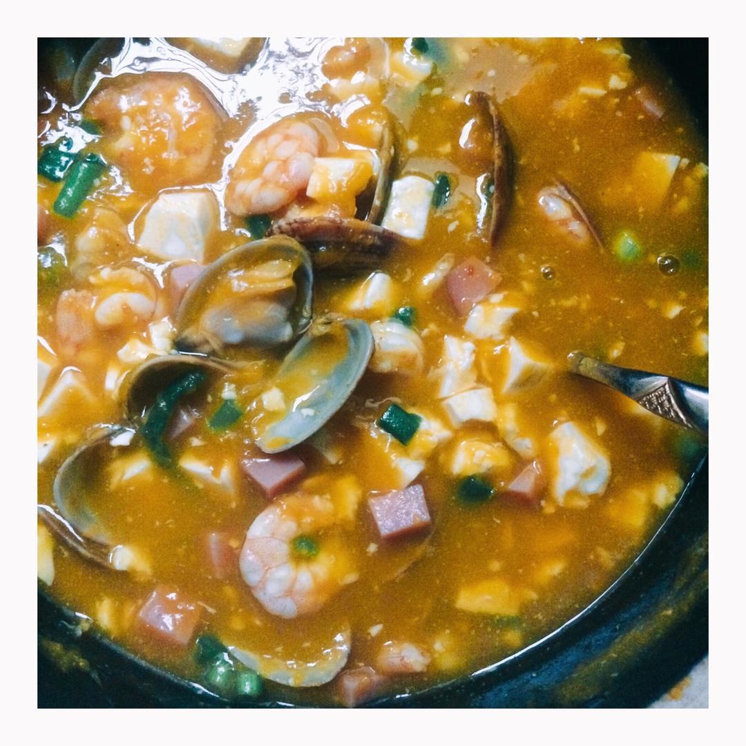 海鲜豆腐南瓜炖