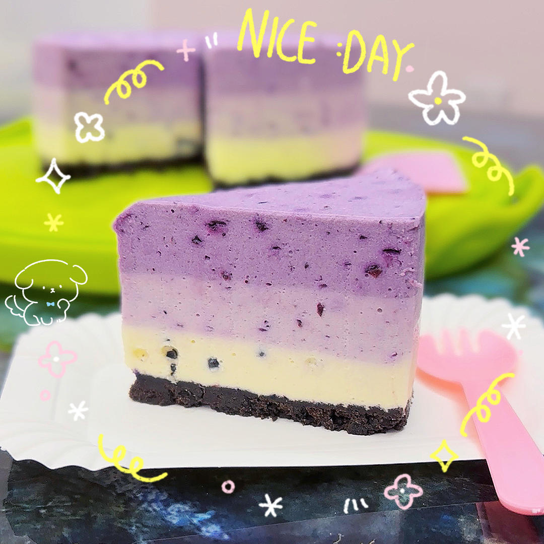 超梦幻的渐变蓝莓冻芝士