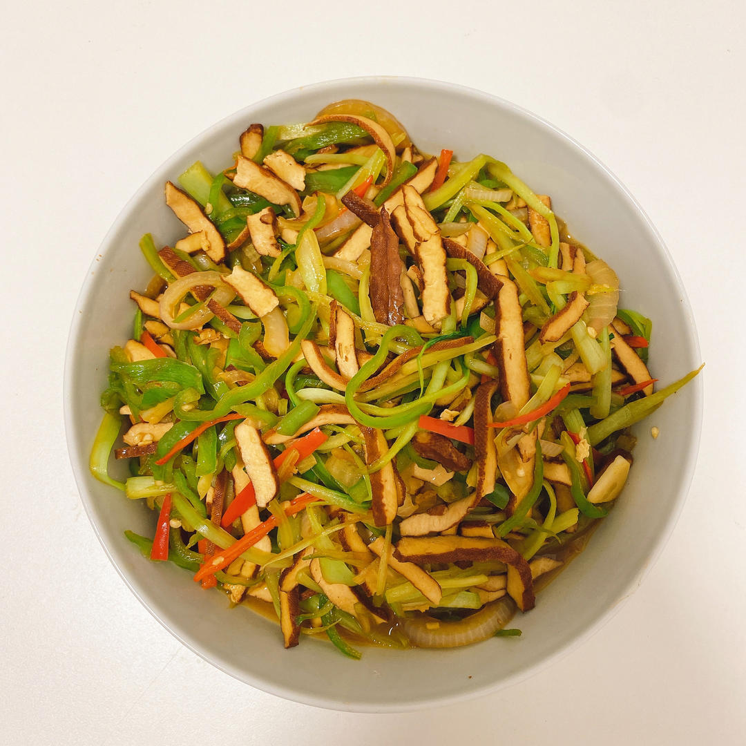 上海青（白菜）杆子炒豆腐干