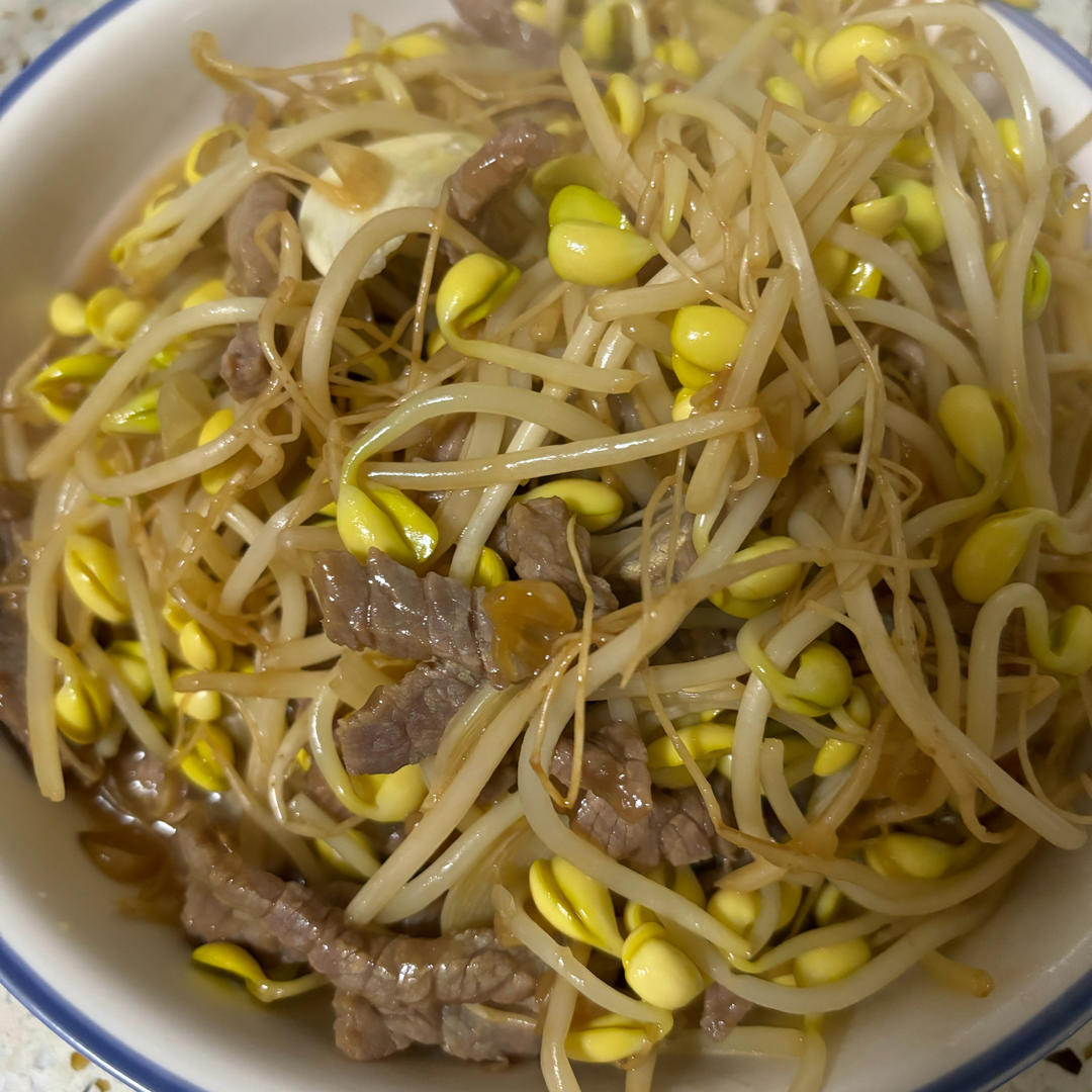 黄豆芽炒肉丝