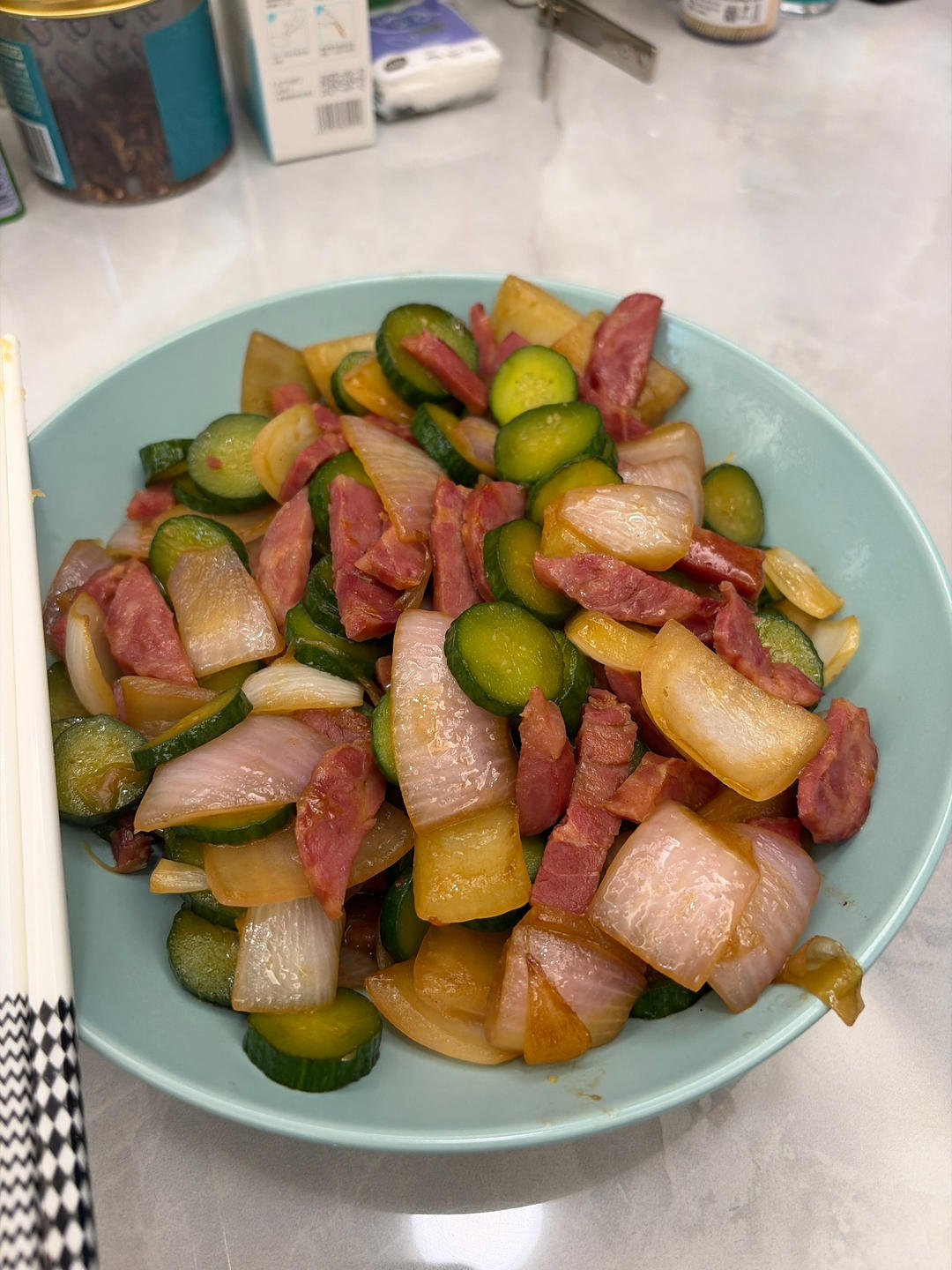 黄瓜炒火腿