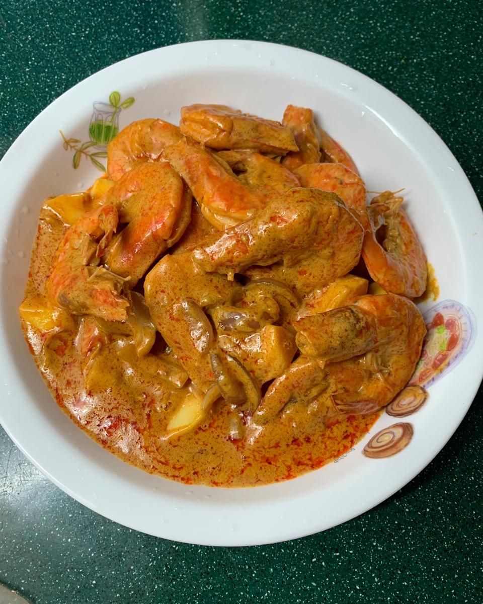 奶香苹果咖喱虾