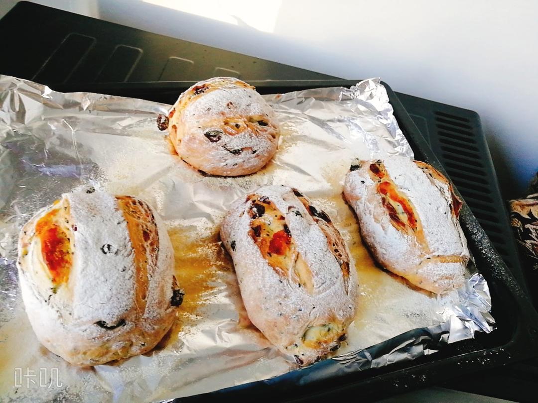 🥖黑芝麻蔓越莓面包｜无油糖无需揉面🉑