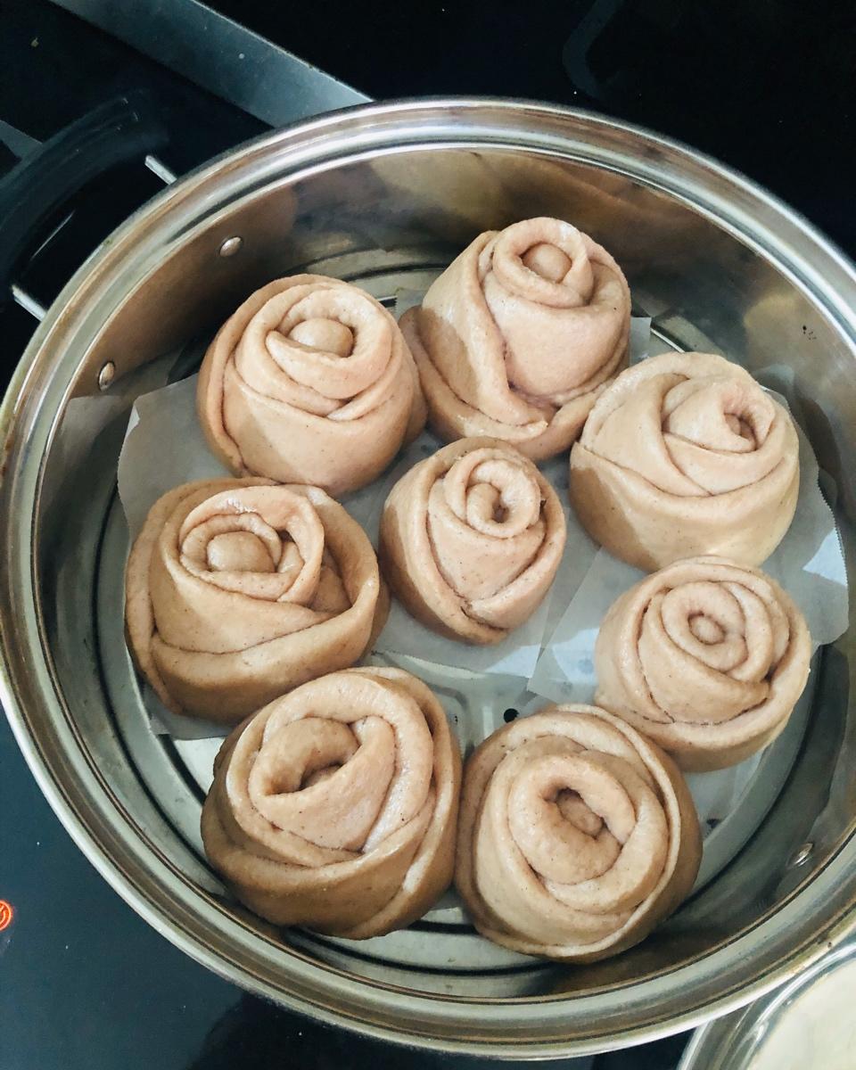 紫薯米糊玫瑰馒头