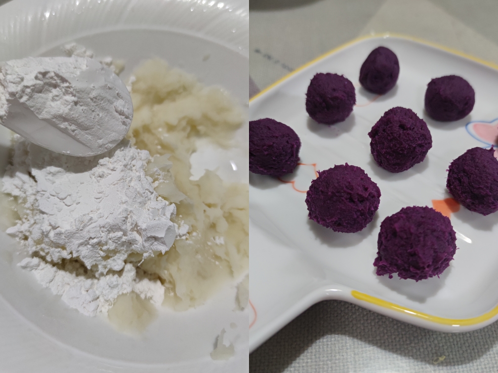 山药紫薯饼(口感软软糯糯的，用料做法都很简单)的做法 步骤3