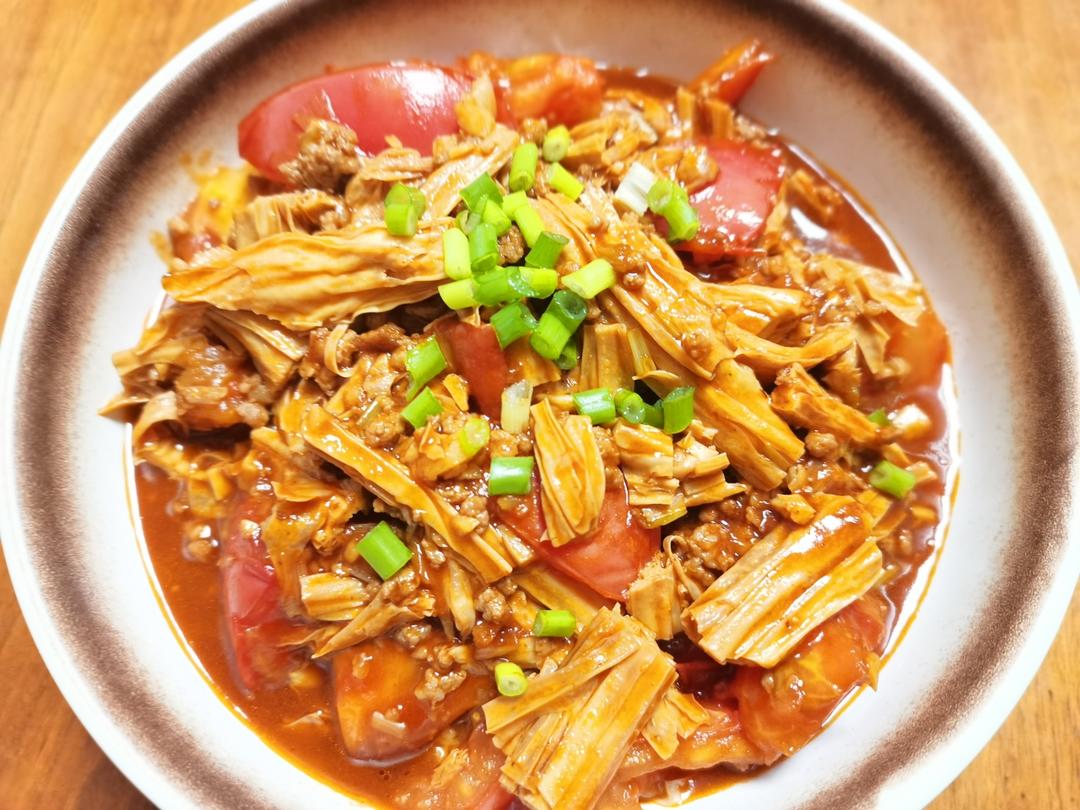 下饭神器来了！番茄肉末腐竹