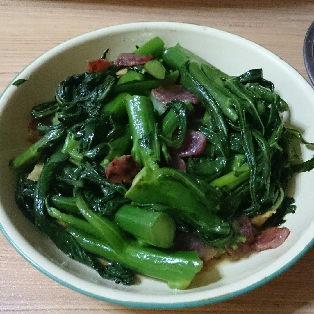 腊肠炒芥蓝