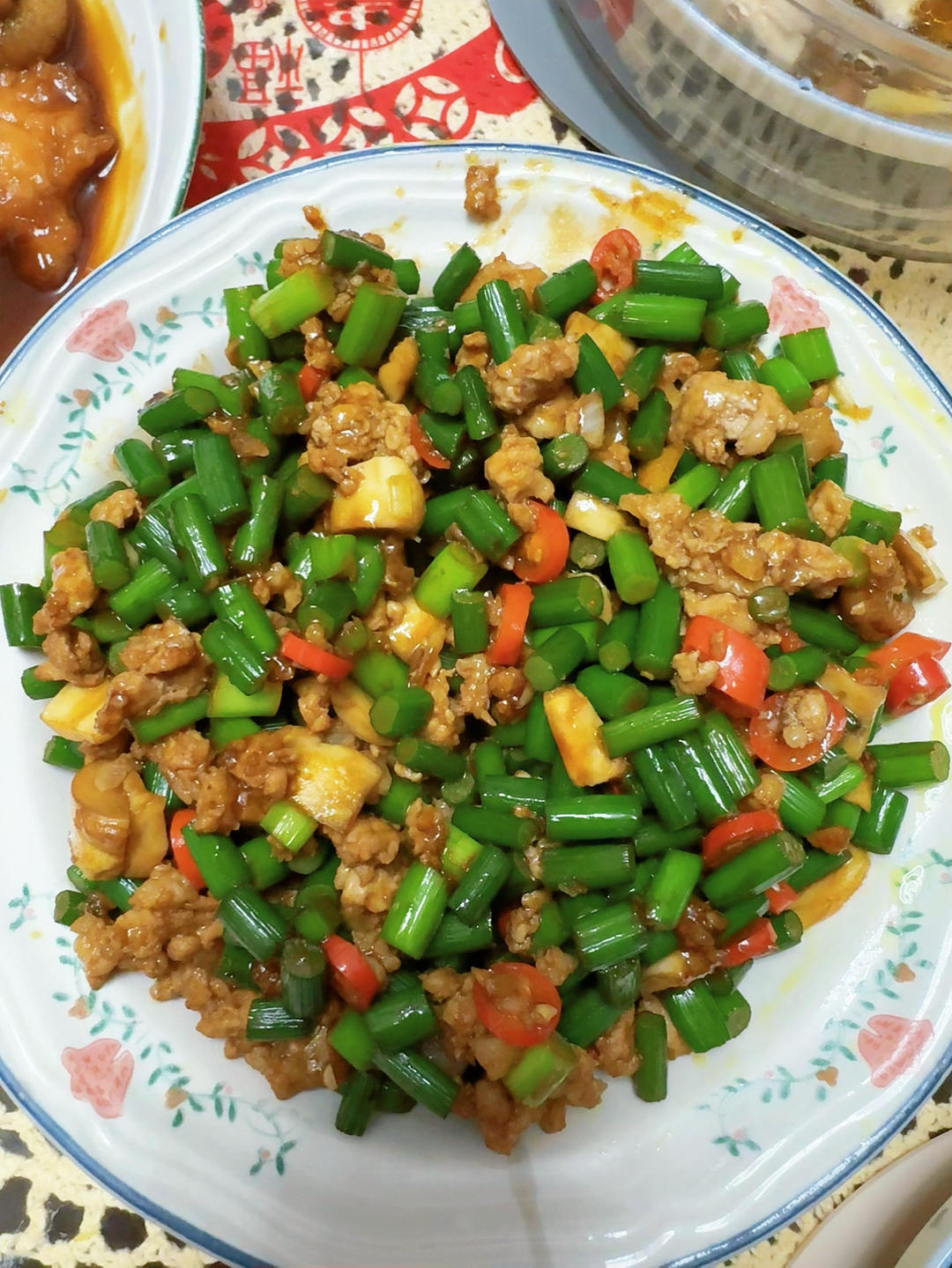 蒜苔炒肉末，三碗米饭都不够吃