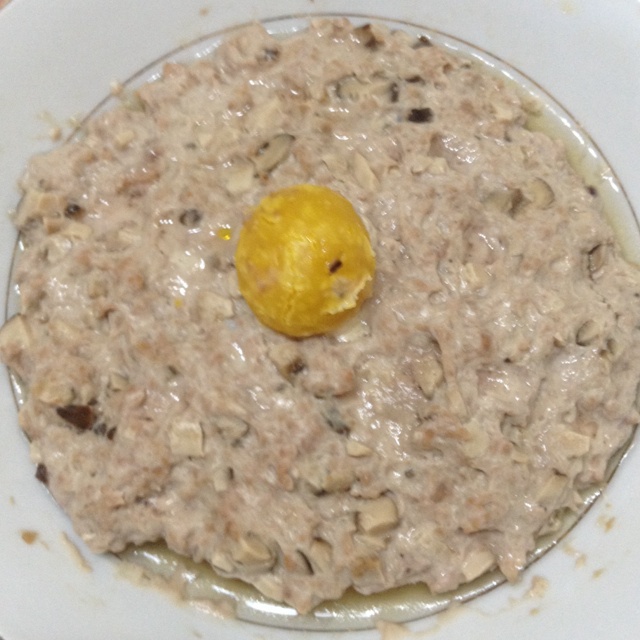 超简单粤菜——弹牙咸蛋蒸肉饼（纯瘦肉版）