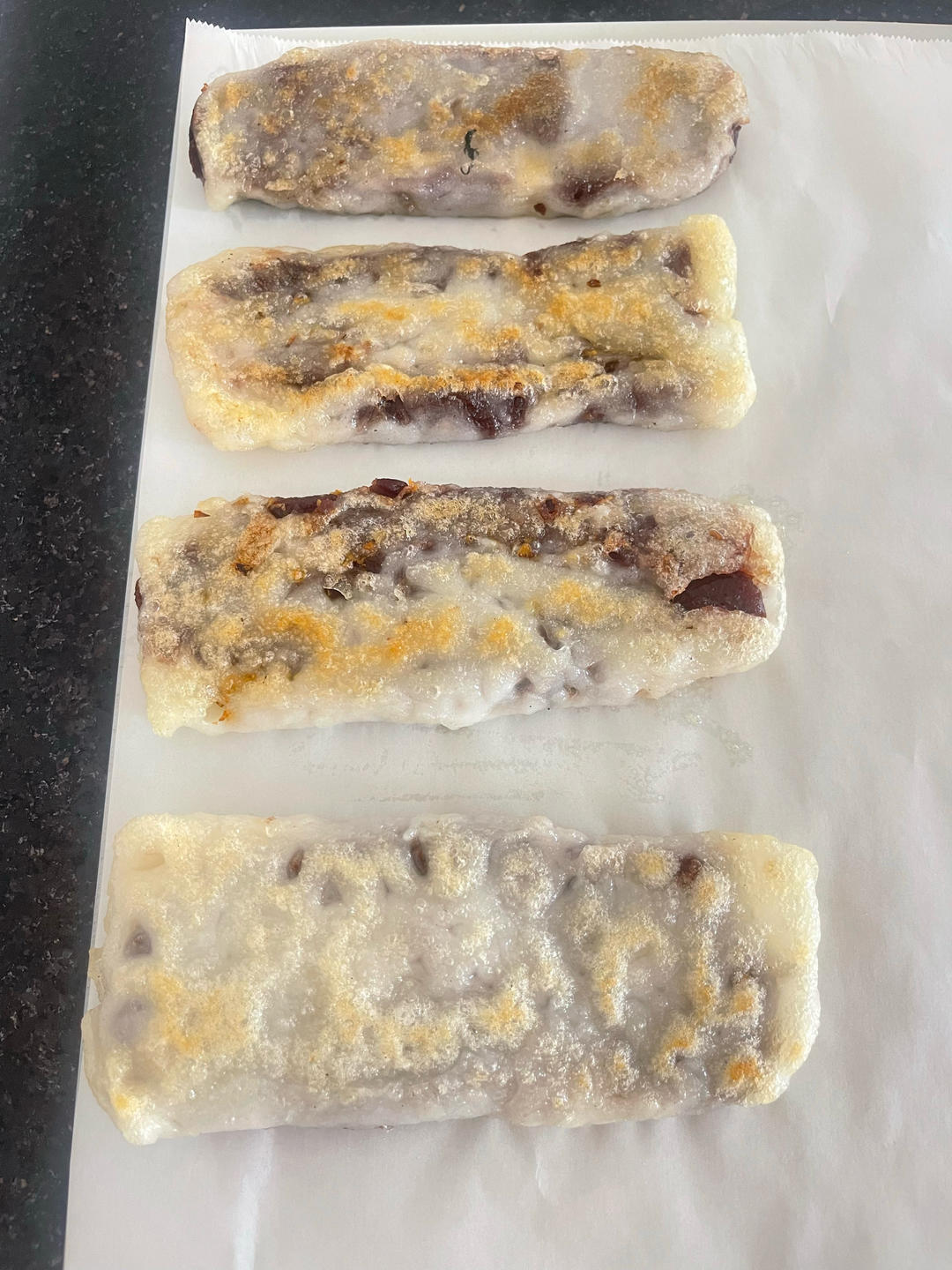 快手懒人免揉糯米红豆饼 无需揉面 包馅的糯米饼 超薄皮 消耗红豆沙 玉子烧厚蛋烧锅不粘锅平底锅妙用