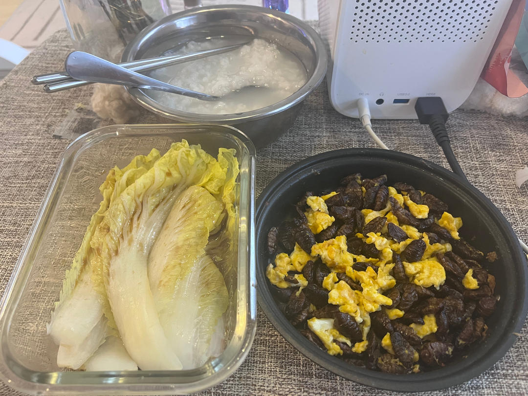 懒人菜不用油的鸡蛋蚕蛹