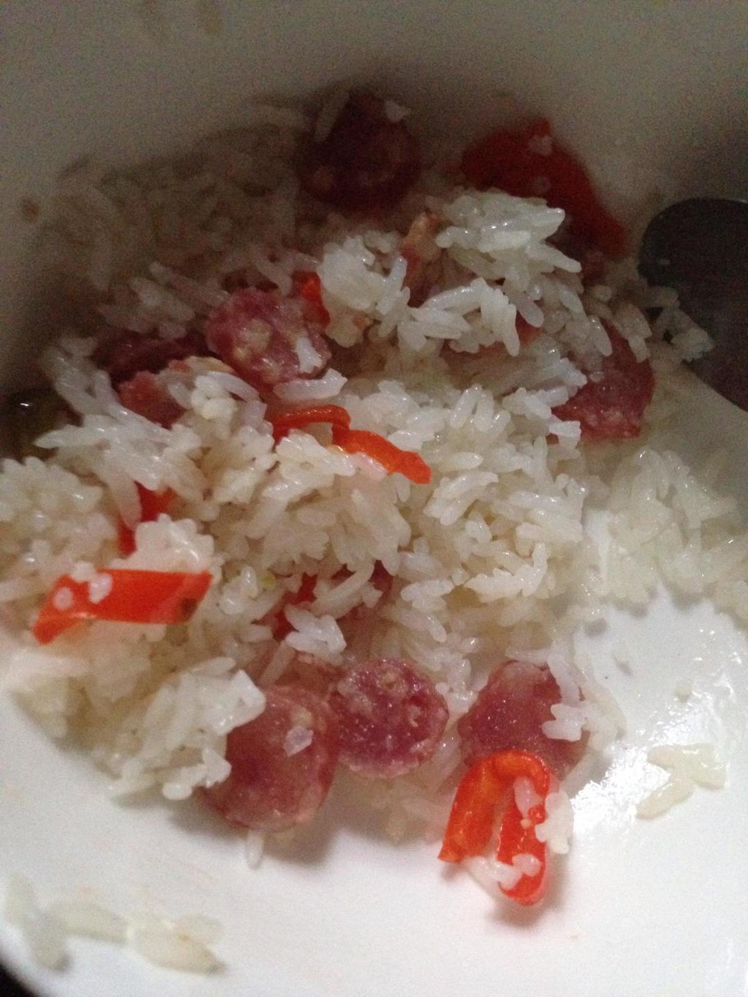 腊肠辣椒饭