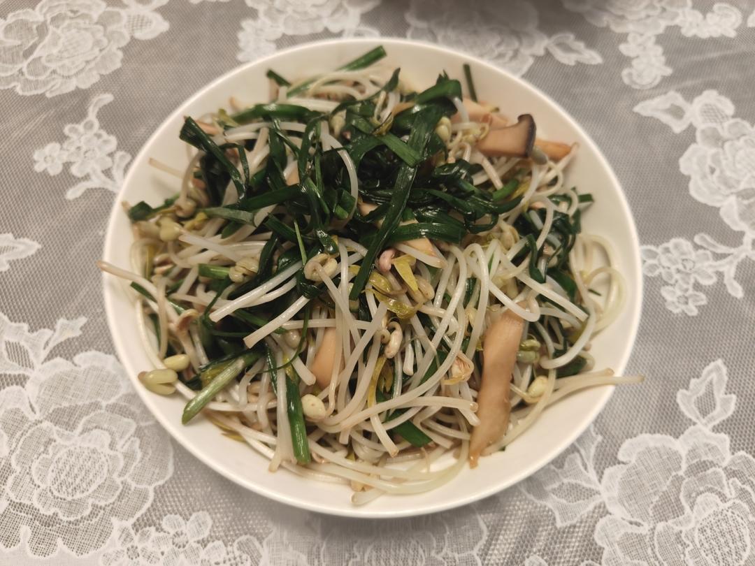 杏鲍菇炒绿豆芽