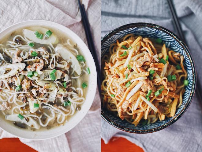 杭州人心底的两碗面：片儿川+肉丝拌川的做法