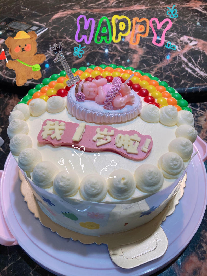 彩虹生日蛋糕