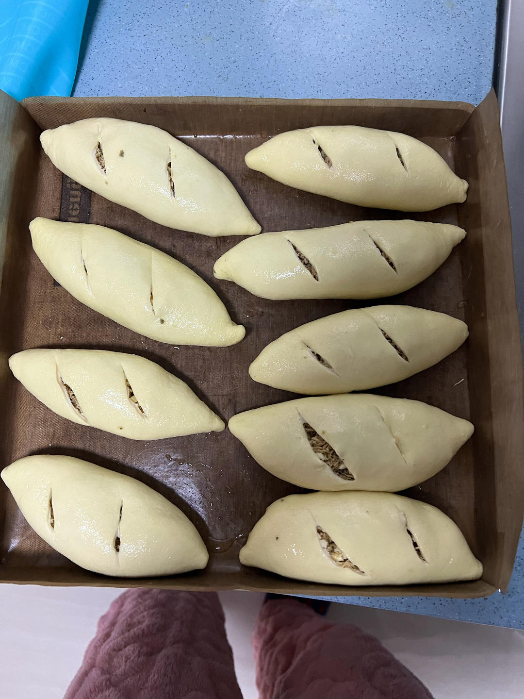 超健康的碱水肉松面包