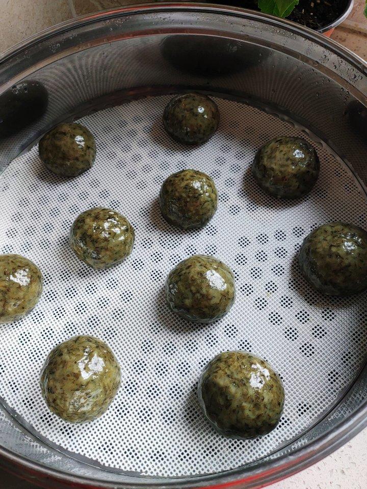 网红青团～～咸蛋黄肉松青团
