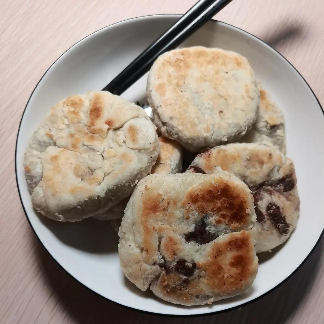 平底锅版酥掉渣豆沙小酥饼