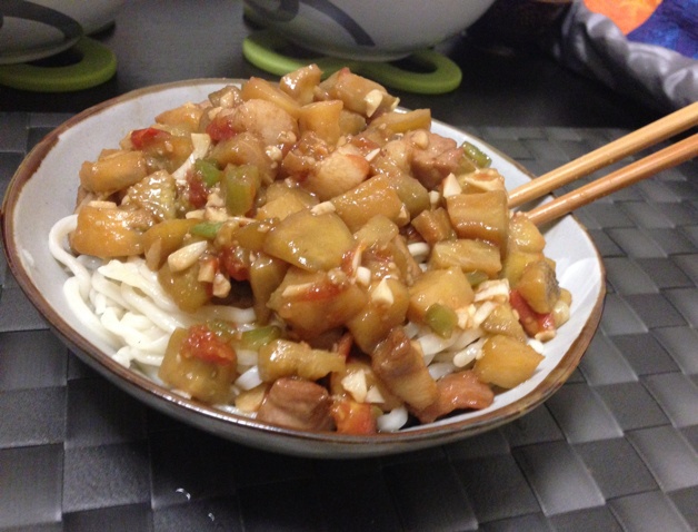 茄子肉丁打卤面