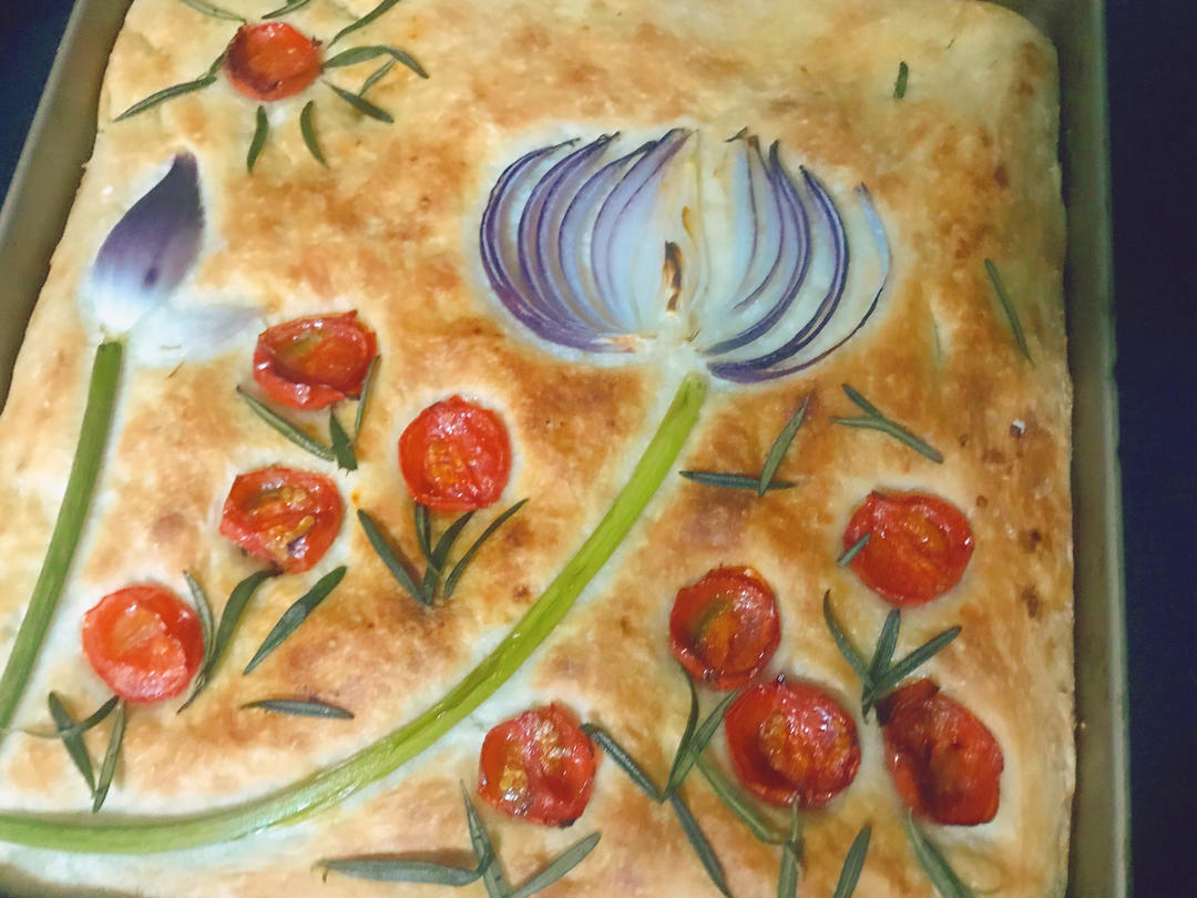 油画一般的意大利Focaccia佛卡夏面包