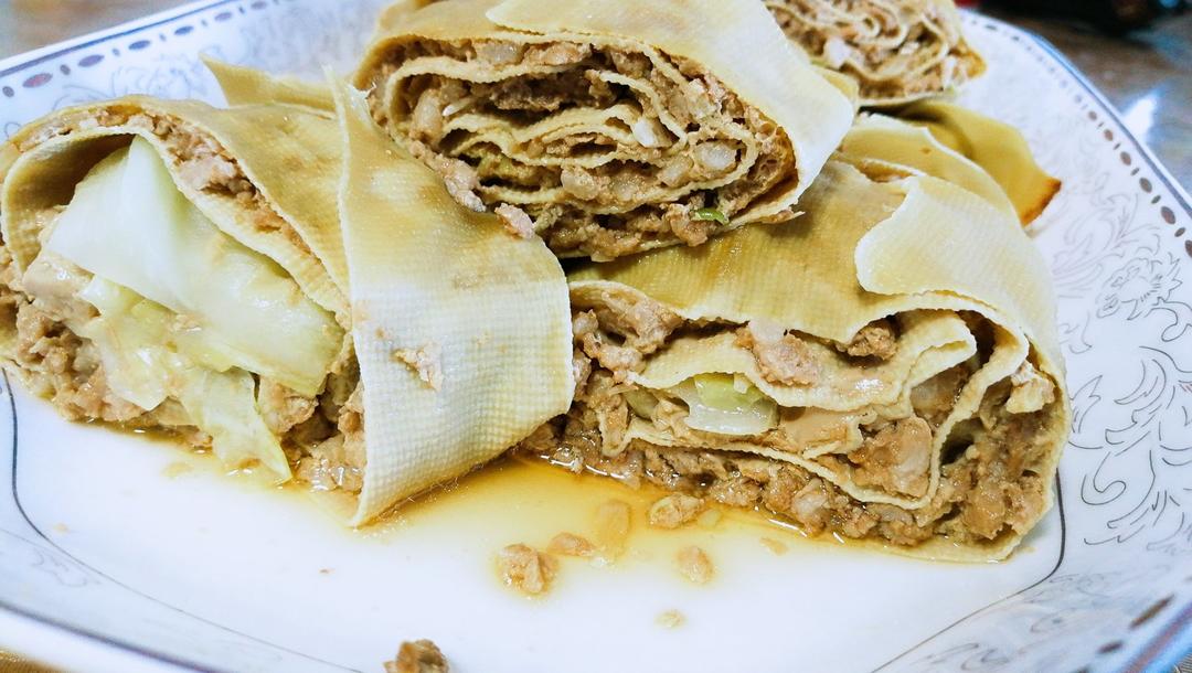干豆腐蒸肉卷