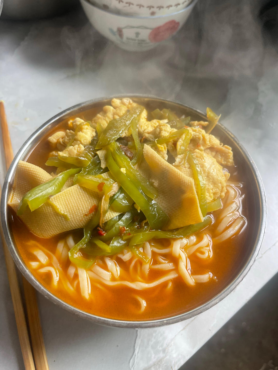 青椒鸡蛋拌面（主食，面条）