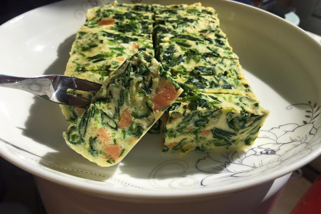 蘸汁菠菜鸡蛋糕——春季养生多吃菠菜