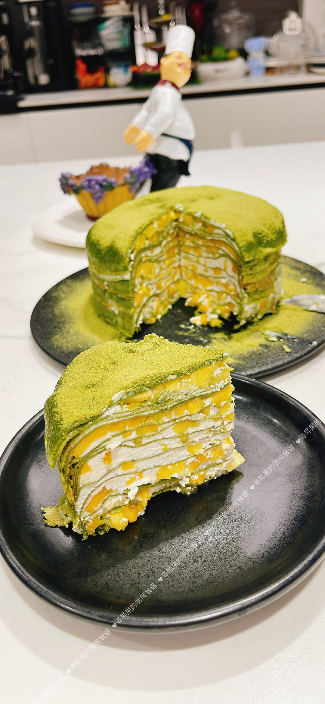 抹茶芒果千层蛋糕