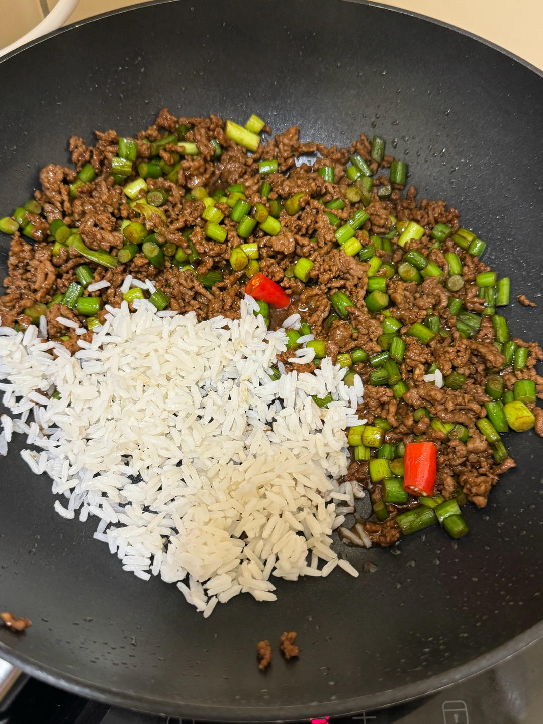 蒜苔炒肉末，三碗米饭都不够吃