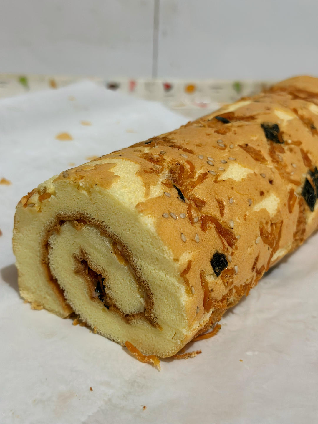 香葱海苔肉松芝麻蛋糕卷