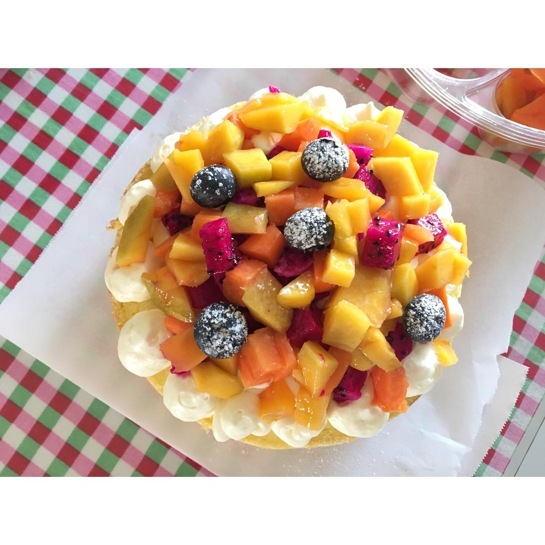 【零失败】不会裱花没关系的水果裸蛋糕 芒果裸蛋糕 完美戚风胚