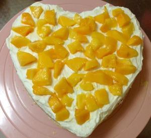 心形芒果玫瑰奶油蛋糕的做法 步骤2