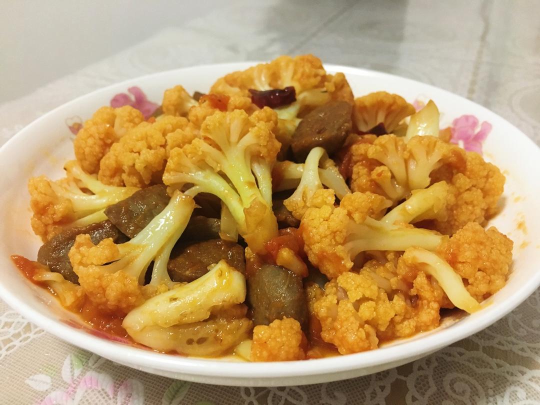 有机花菜炒西红柿