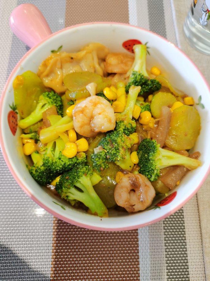 低脂低卡减脂餐～黑椒虾仁西兰花