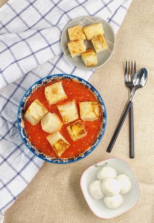 低卡番茄土豆面包丁浓汤的做法 步骤4