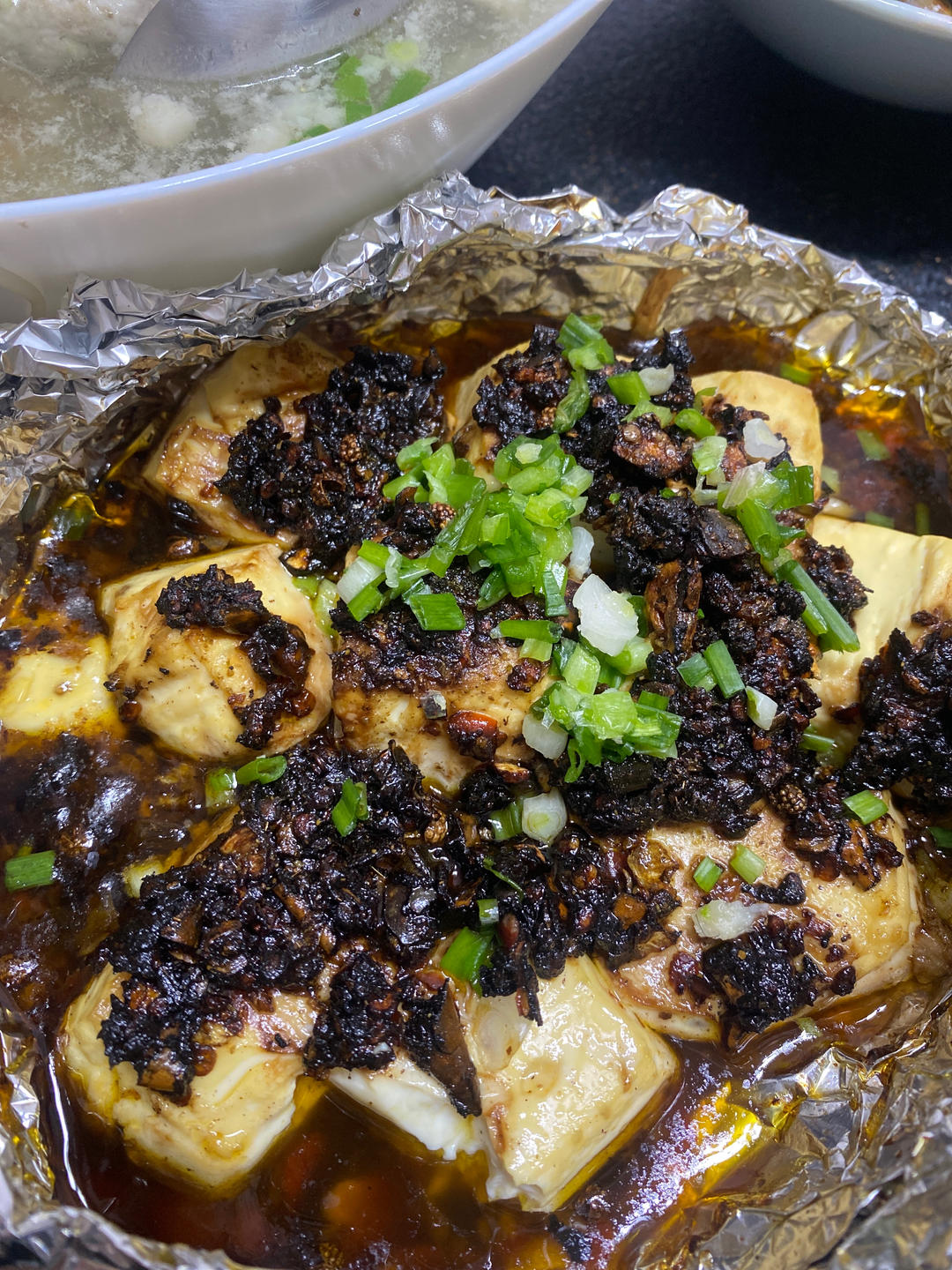 空气炸锅烤内酯豆腐